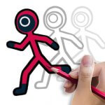 down Stickman Draw animation